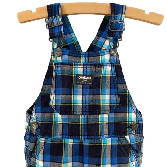 Oshkosh B'gosh Vestbak Blue Plaid Shortalls 24 Months - Picture 7 of 7